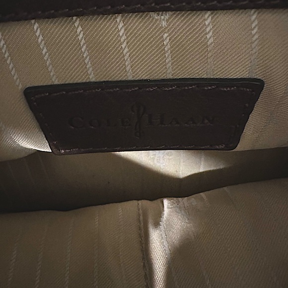 COLE HAAN Crossbody Chocolate brown leather and gray flannel bag - Picture 9 of 12